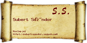 Subert Sándor névjegykártya