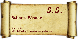 Subert Sándor névjegykártya
